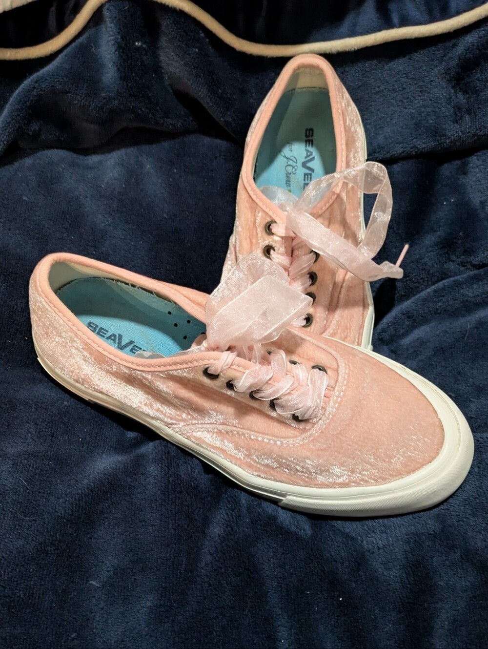 SeaVees Women's 7.5M Rose Pink Blush Velvet Sneakers by J Crew